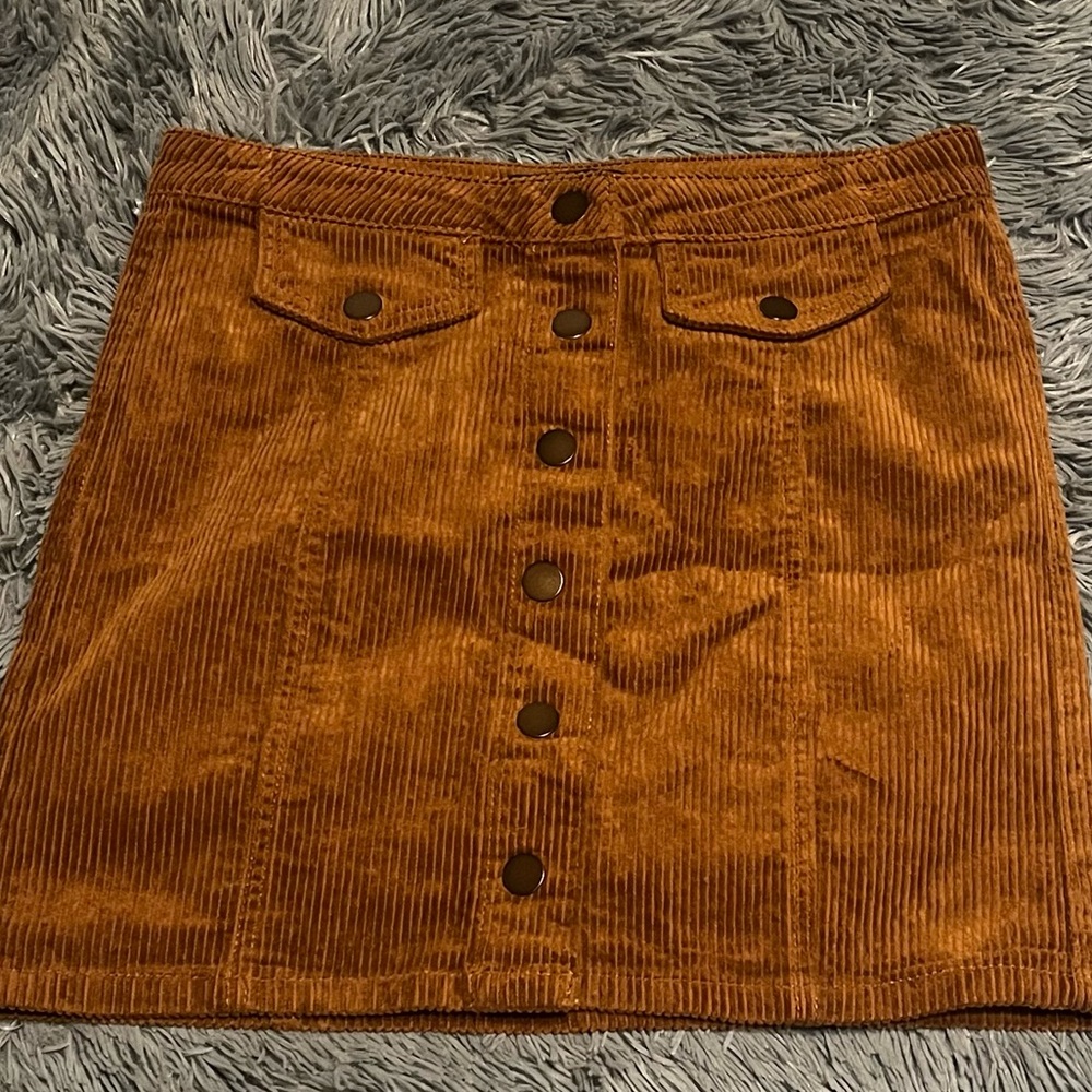 Brown corduroy button up skirt